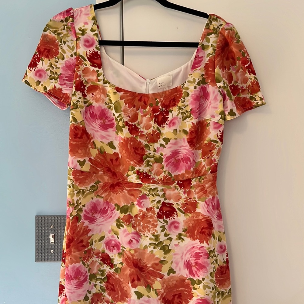 Pink, green and orange floral maxi